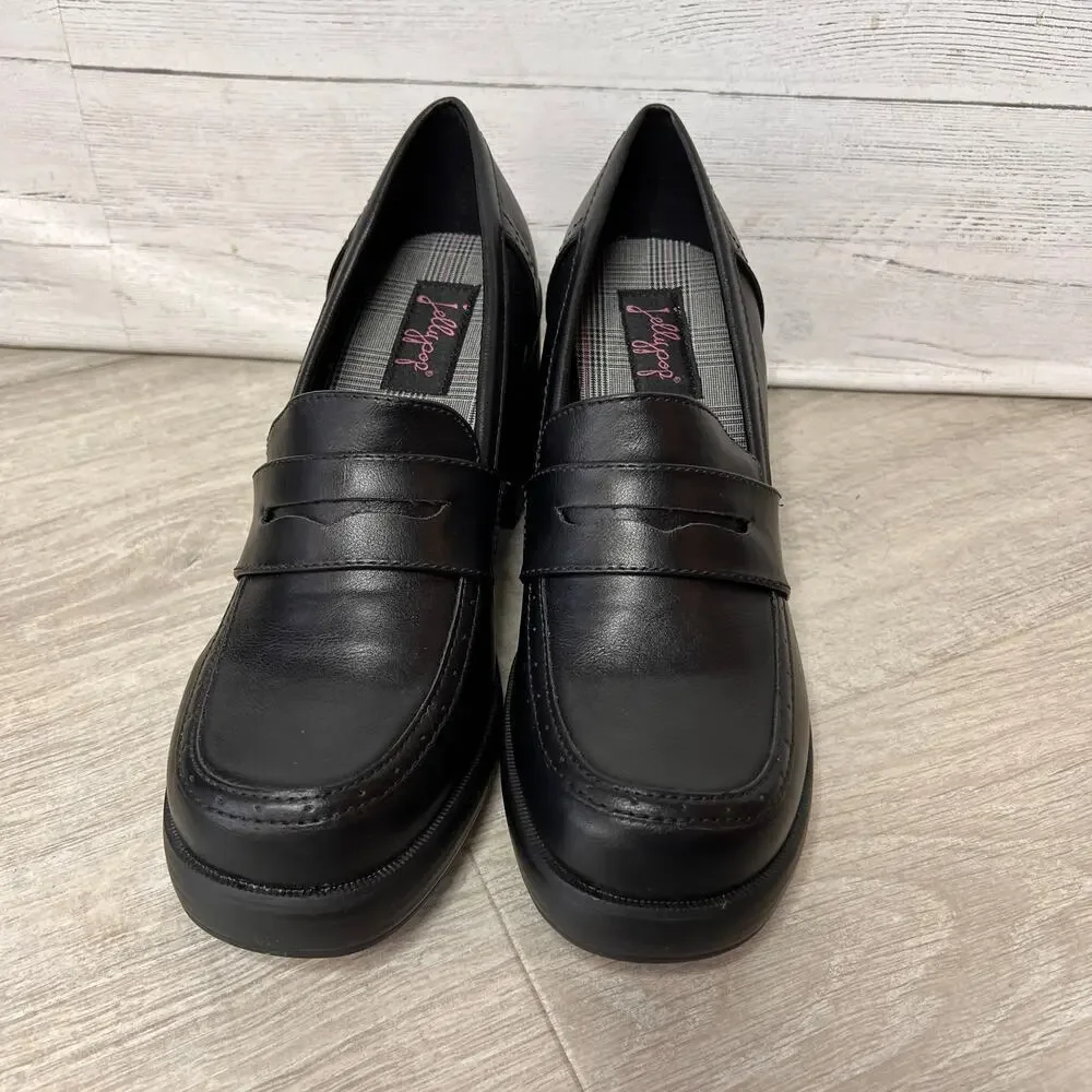 Jellypop Shoes Womens Size 10M Black Chunky Whitney Penny Loafers Block Heel